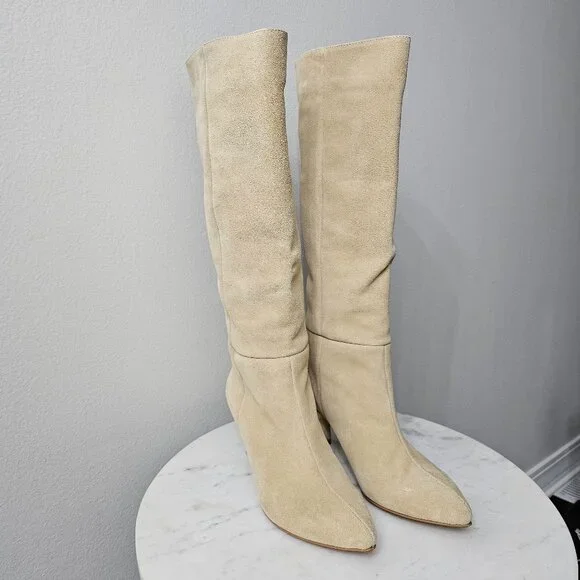 Knee-high Pull-on Boots in Suede - Picture 1 of 10